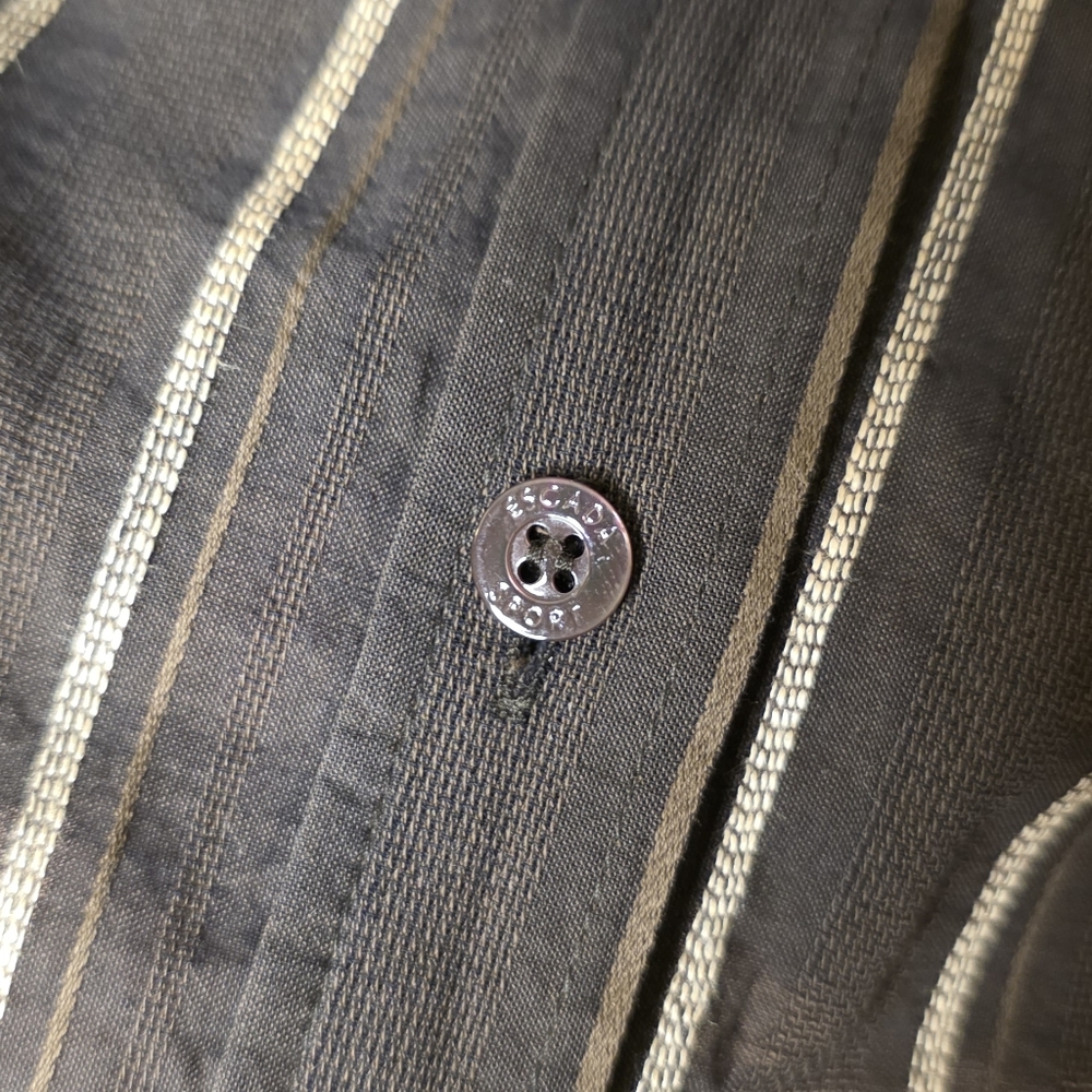 Escada Brown and Cream Striped Button Down Short Sleeve Y2k 90s See Measurements - Picture 4 of 15